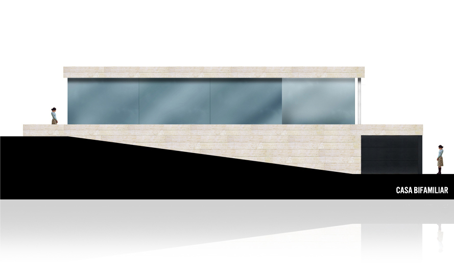 Alzado lateral casa bifamiliar en Arenys de Mar